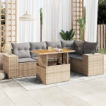 Set Divano da Giardino 6 pz con Cuscini Beige in Polyrattan