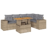 Set Divano da Giardino 6 pz con Cuscini Beige in Polyrattan