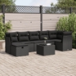 Set Divani da Giardino con Cuscini 8 pz Nero in Polyrattan