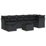 Set Divani da Giardino con Cuscini 8 pz Nero in Polyrattan