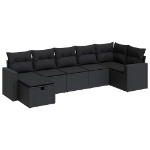 Set Divani da Giardino con Cuscini 7pz Nero Polyrattan