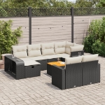 Set Divani da Giardino 11 pz con Cuscini in Polyrattan Nero