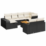 Set Divani da Giardino 11 pz con Cuscini in Polyrattan Nero