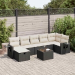 Set Divani da Giardino con Cuscini 8 pz Nero in Polyrattan