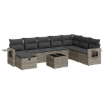 Set Divano da Giardino 9 pz con Cuscini Grigio in Polyrattan