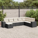 Set Divani da Giardino con Cuscini 8 pz Nero in Polyrattan