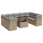 Set Divano da Giardino 10 pz con Cuscini Beige in Polyrattan