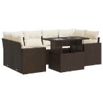 Set Divani da Giardino 7 pz con Cuscini Marrone in Polyrattan