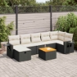 Set Divani da Giardino con Cuscini 8 pz Nero in Polyrattan