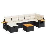 Set Divani da Giardino con Cuscini 8 pz Nero in Polyrattan