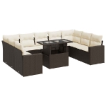Set Divani da Giardino 10pz con Cuscini in Polyrattan Marrone