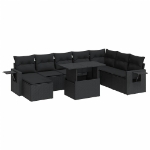 Set Divani da Giardino 9 pz con Cuscini Nero in Polyrattan