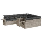 Set Divani da Giardino 11 pz con Cuscini in Polyrattan Grigio