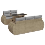 Set Divano da Giardino 6 pz con Cuscini Beige in Polyrattan