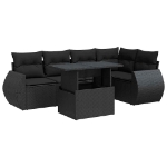 Set Divano da Giardino 6 pz con Cuscini Nero in Polyrattan