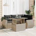 Set Divano da Giardino 6pz con Cuscini Grigio Chiaro Polyrattan