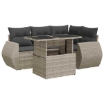 Set Divano da Giardino 6pz con Cuscini Grigio Chiaro Polyrattan