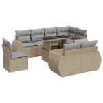 Set Divano da Giardino 9 pz con Cuscini Beige in Polyrattan
