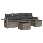 Set Divano da Giardino 6 pz con Cuscini Grigio in Polyrattan