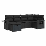 Set Divano da Giardino 6 pz con Cuscini Nero in Polyrattan