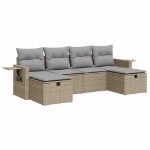 Set Divano da Giardino 6 pz con Cuscini Beige in Polyrattan