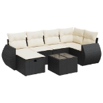 Set Divani da Giardino con Cuscini 7pz Nero Polyrattan