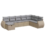 Set Divano da Giardino 8 pz con Cuscini Beige in Polyrattan