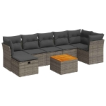 Set Divano da Giardino 8 pz con Cuscini Grigio in Polyrattan