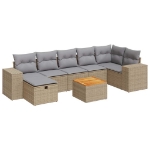 Set Divano da Giardino 8 pz con Cuscini Beige in Polyrattan