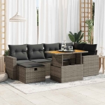 Set Divano da Giardino 8pz con Cuscini Grigio Polyrattan Acacia