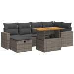 Set Divano da Giardino 8pz con Cuscini Grigio Polyrattan Acacia