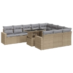 Set Divani da Giardino 11 pz con Cuscini Beige in Polyrattan