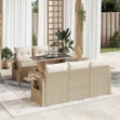 Set Divano da Giardino 6 pz con Cuscini Beige in Polyrattan