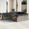 Set Divani da Giardino 11 pz con Cuscini in Polyrattan Grigio