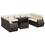 Set Divani da Giardino 10pz con Cuscini in Polyrattan Marrone