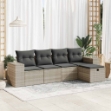 Set Divano da Giardino 5pz con Cuscini Grigio Chiaro Polyrattan