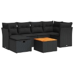 Set Divani da Giardino con Cuscini 7pz Nero Polyrattan