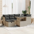 Set Divani da Giardino 7pz con Cuscini Grigio Chiaro Polyrattan