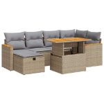 Set Divano da Giardino 8 pz con Cuscini Beige in Polyrattan