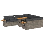Set Divani Giardino 11 pz con Cuscini Polyrattan Acacia Grigio