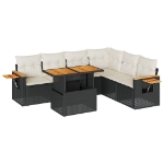 Set Divani da Giardino con Cuscini 7pz Nero Polyrattan Acacia