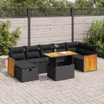 Set Divani da Giardino 5 pz con Cuscini in Polyrattan Nero
