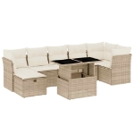 Set Divano da Giardino 8 pz con Cuscini Beige in Polyrattan