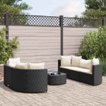 Set Divani da Giardino con Cuscini 7pz Nero Polyrattan