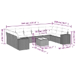 Set Divani da Giardino 11 pz con Cuscini in Polyrattan Nero