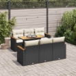 Set Divani da Giardino con Cuscini 7pz Nero Polyrattan Acacia