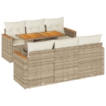 Set Divani da Giardino 7 pz con Cuscini Beige Polyrattan Acacia