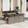 Set Divani da Giardino 7pz con Cuscini Grigio Polyrattan Acacia
