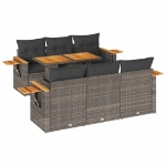 Set Divani da Giardino 7pz con Cuscini Grigio Polyrattan Acacia