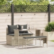 Set Pranzo da Giardino 3pz con Cuscini Grigio Chiaro Polyrattan